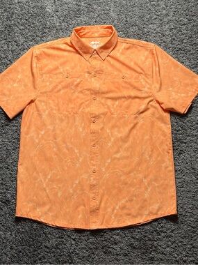 Silver Bait Fishing Shirt Large Orange Performance Vented Outdoor Button Front